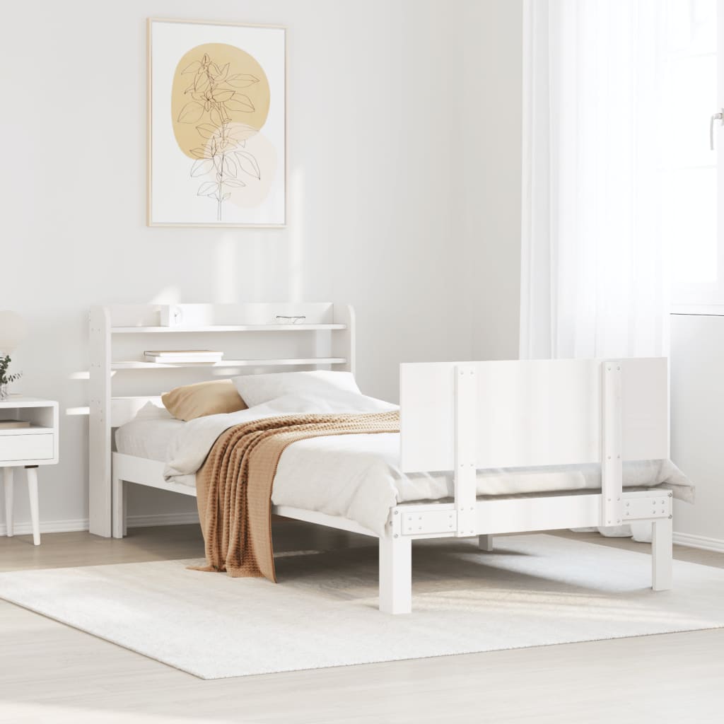 Bed Frame with Headboard without Mattress White 90x190 cm Single