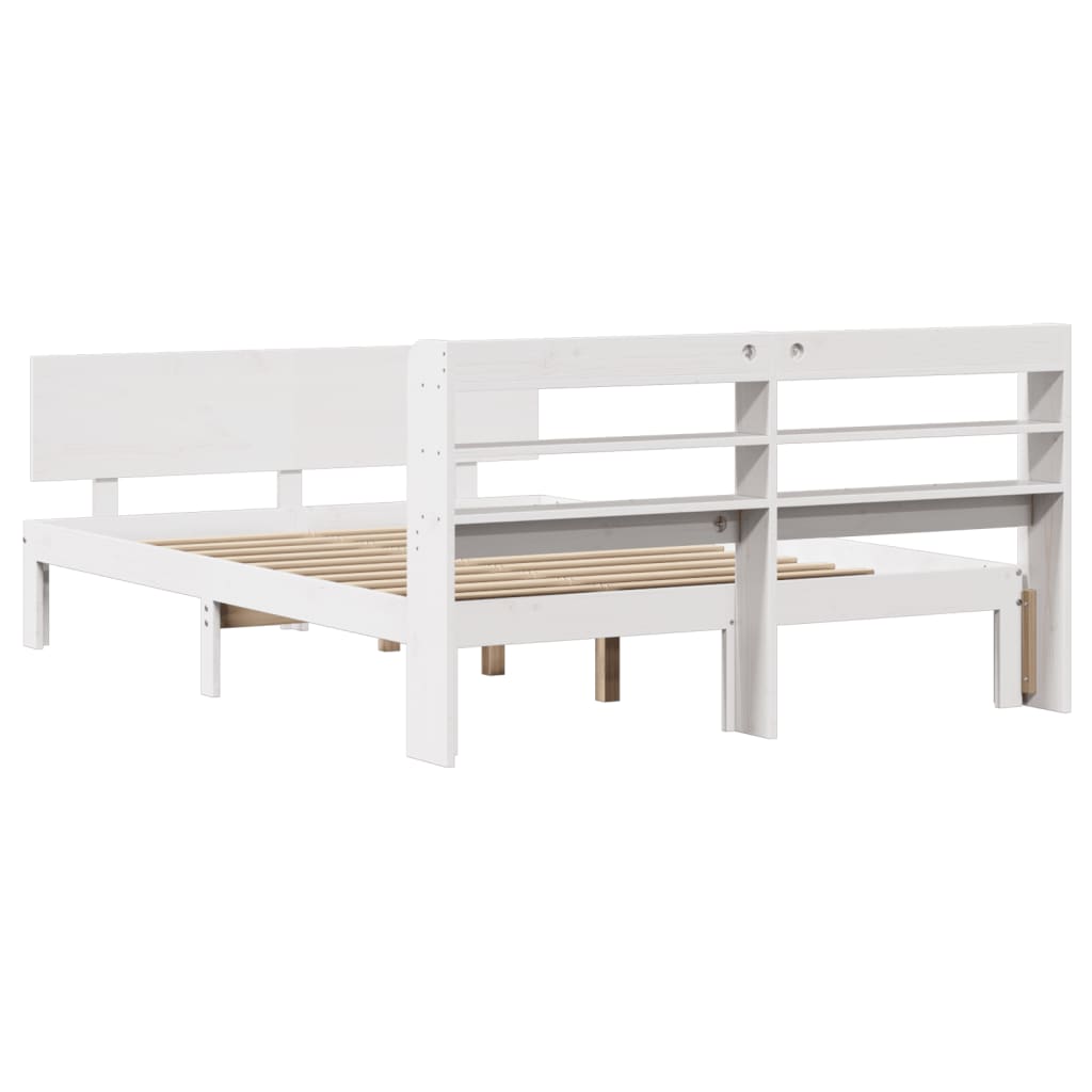 Bed Frame with Headboard without Mattress White 120x190 cm Small Double
