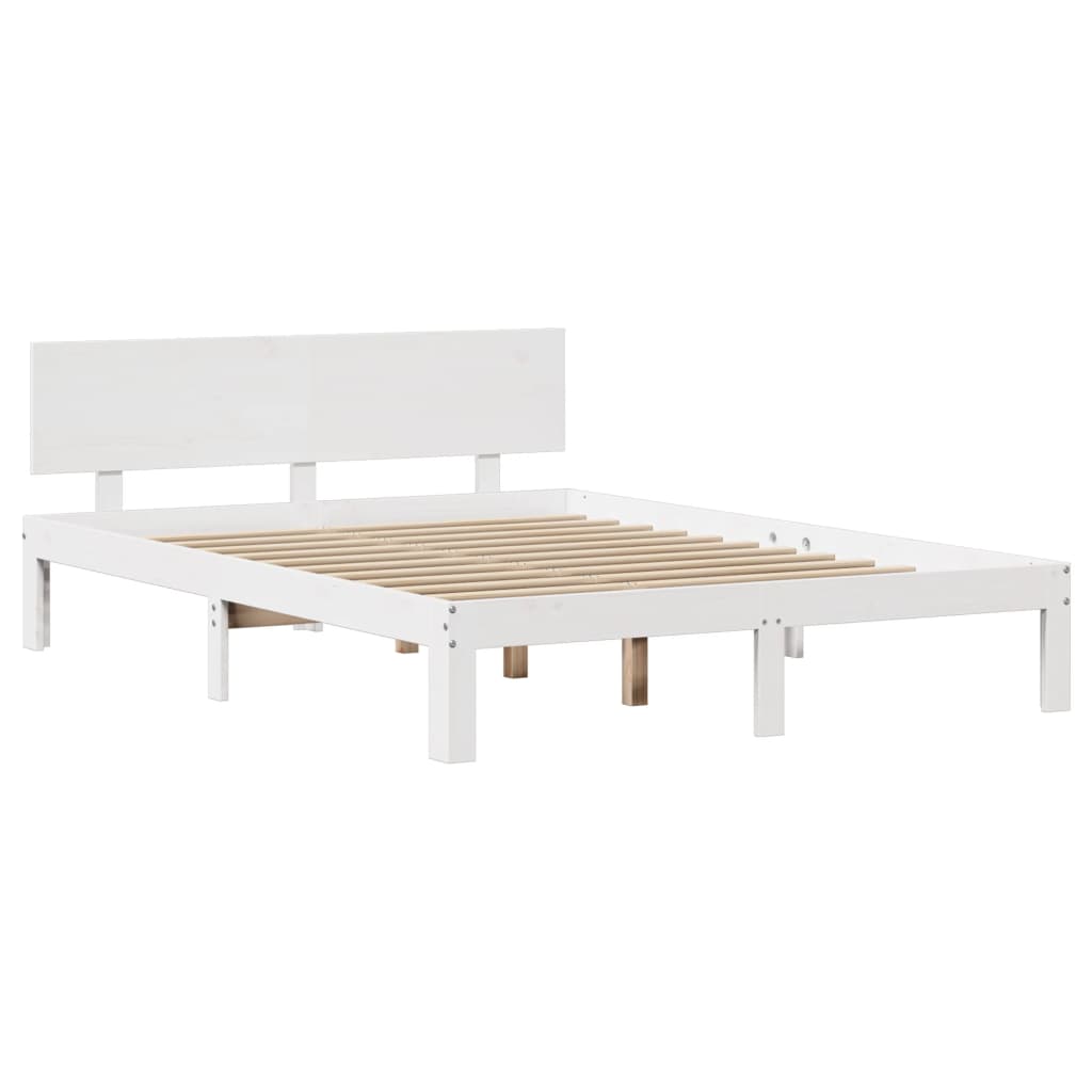 Bed Frame with Headboard without Mattress White 160x200 cm