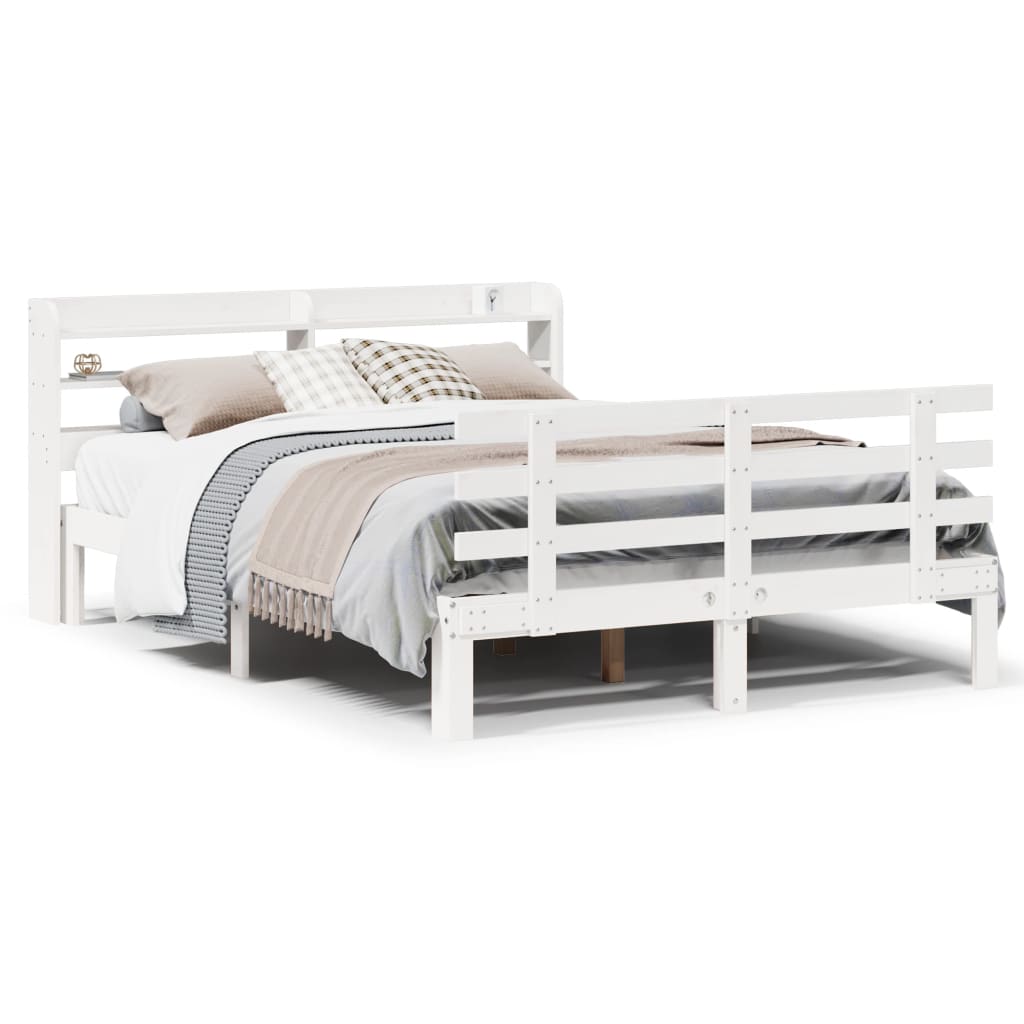 Bed Frame with Headboard without Mattress White 135x190 cm Double