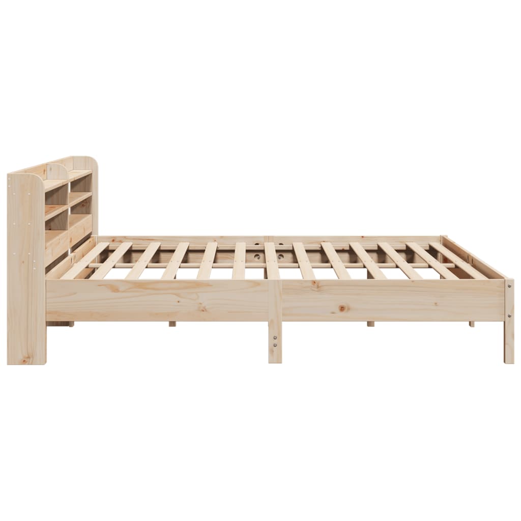 Rustic Wooden Solid Pine Wood Emperor Size 2m Bed Frame Base With Headboard