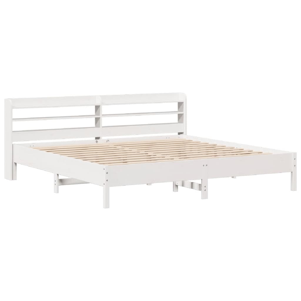 Rustic Wooden Solid Pine Wood Emperor Size 2m Bed Frame Base With Headboard