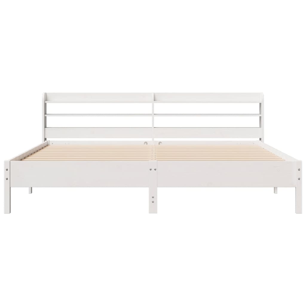 Rustic Wooden Solid Pine Wood Emperor Size 2m Bed Frame Base With Headboard