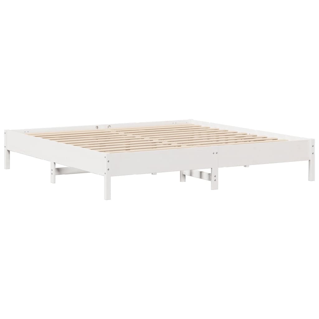 Rustic Wooden Solid Pine Wood Emperor Size 2m Bed Frame Base With Headboard