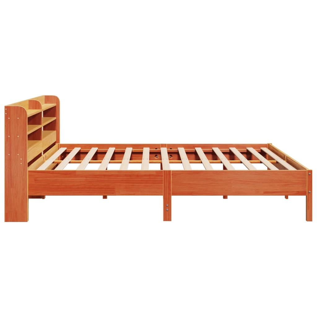 Rustic Wooden Solid Pine Wood Emperor Size 2m Bed Frame Base With Headboard