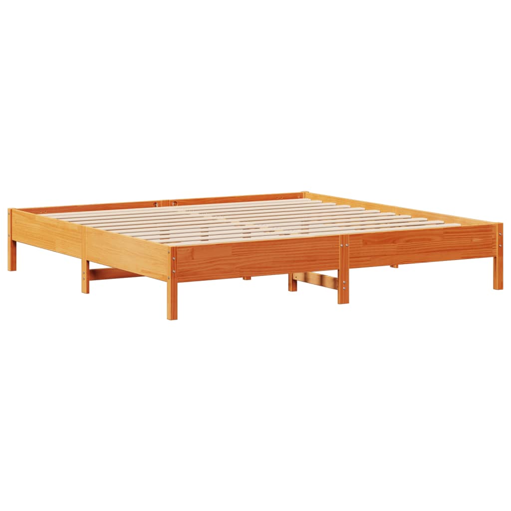 Rustic Wooden Solid Pine Wood Emperor Size 2m Bed Frame Base With Headboard