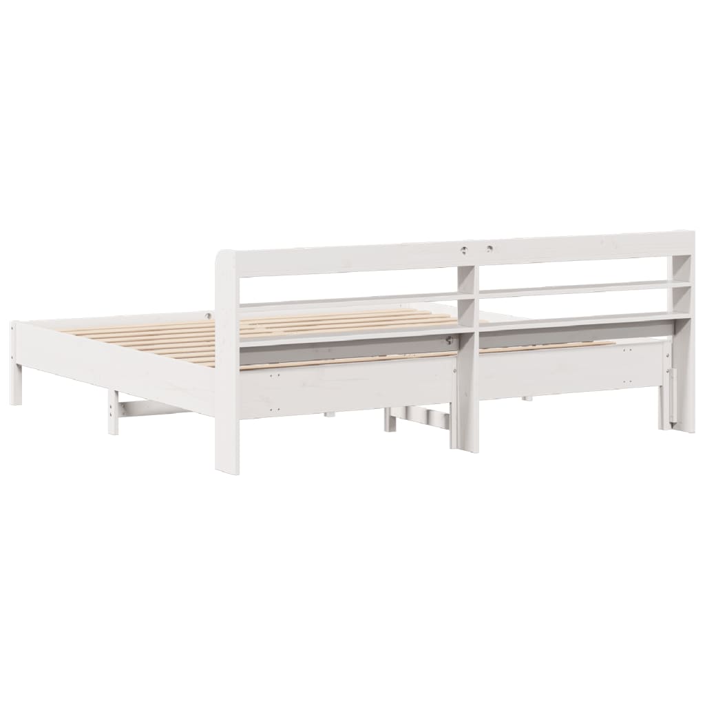 Rustic Wooden Solid Pine Wood Super King Size 180cm Bed Frame Base With Headboard