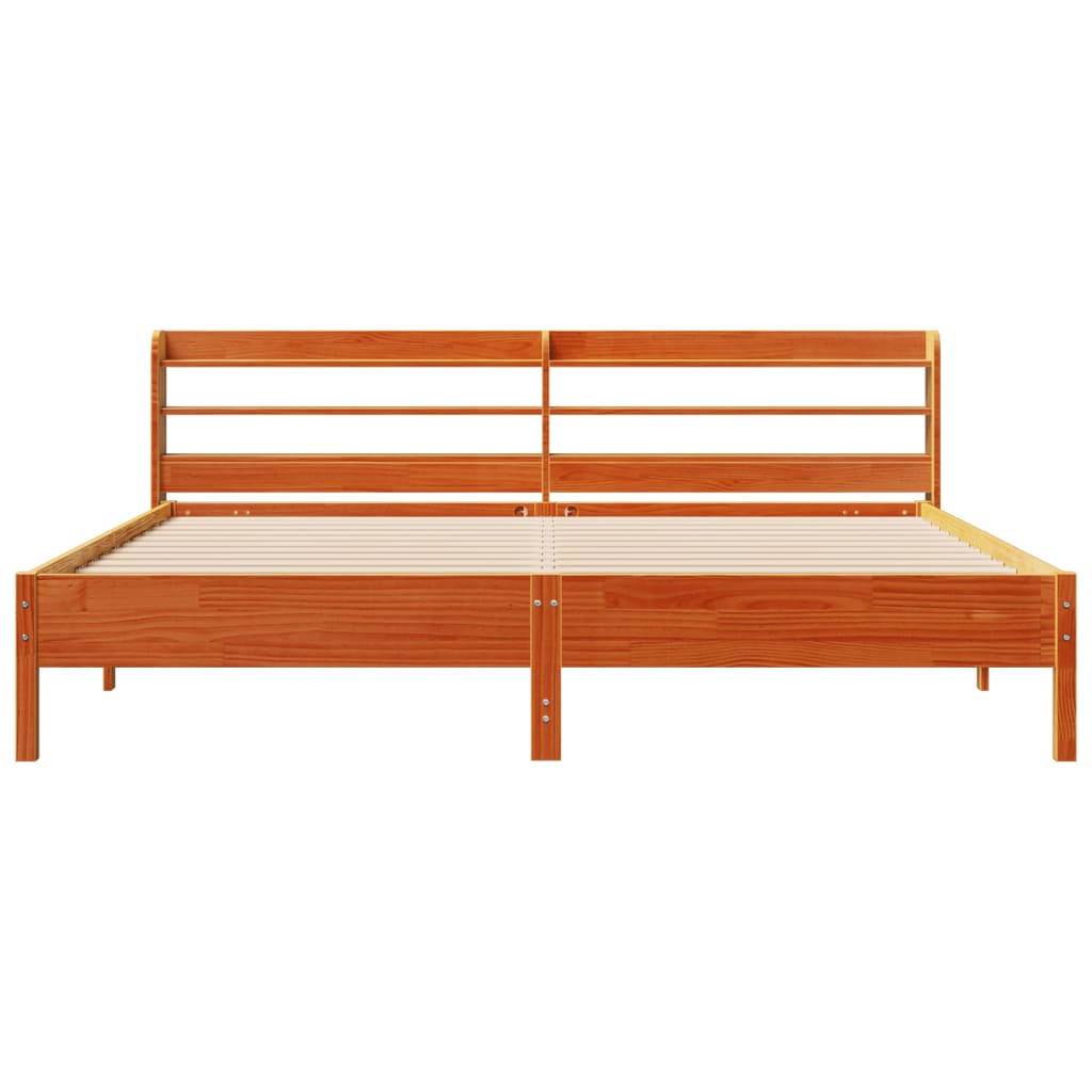 Rustic Wooden Solid Pine Wood Super King Size 180cm Bed Frame Base With Headboard