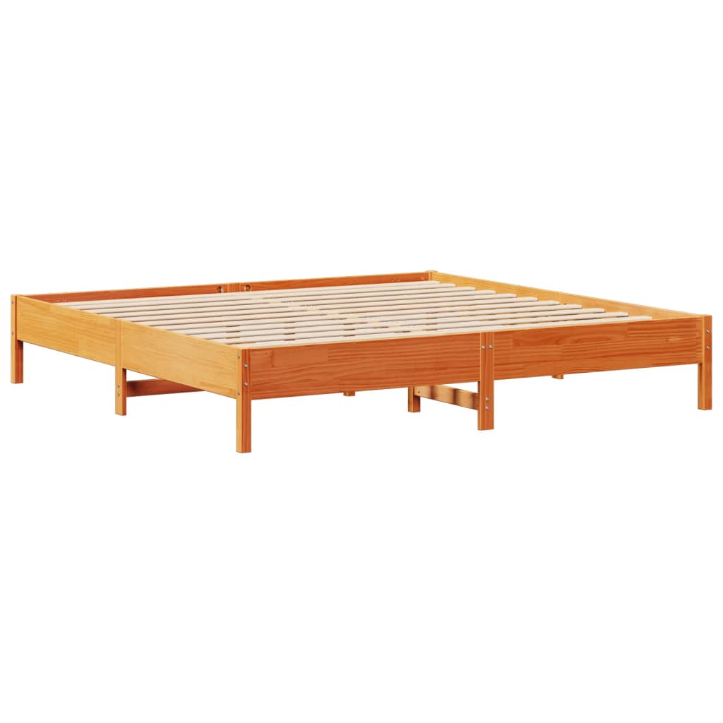 Rustic Wooden Solid Pine Wood Super King Size 180cm Bed Frame Base With Headboard