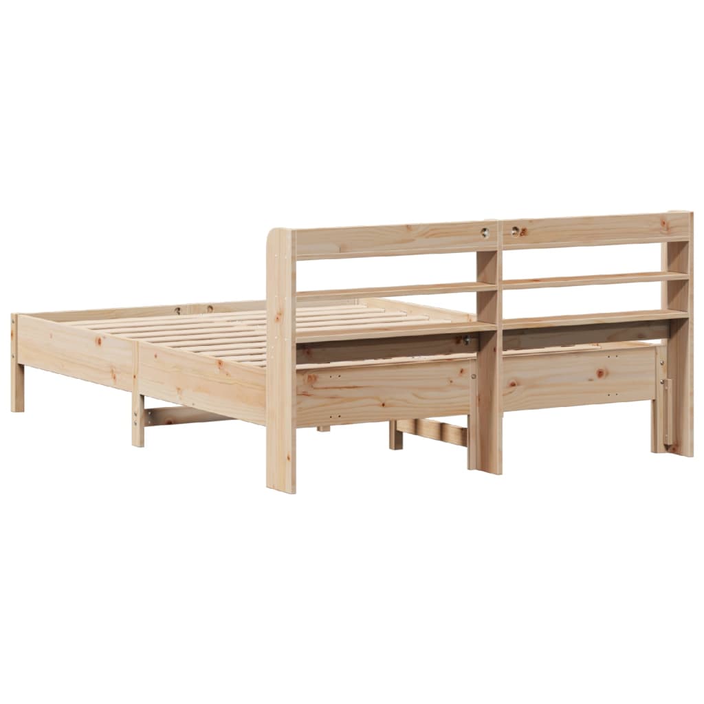 Rustic Wooden Solid Pine Wood Queen Size 1.6m Bed Frame Base With Headboard