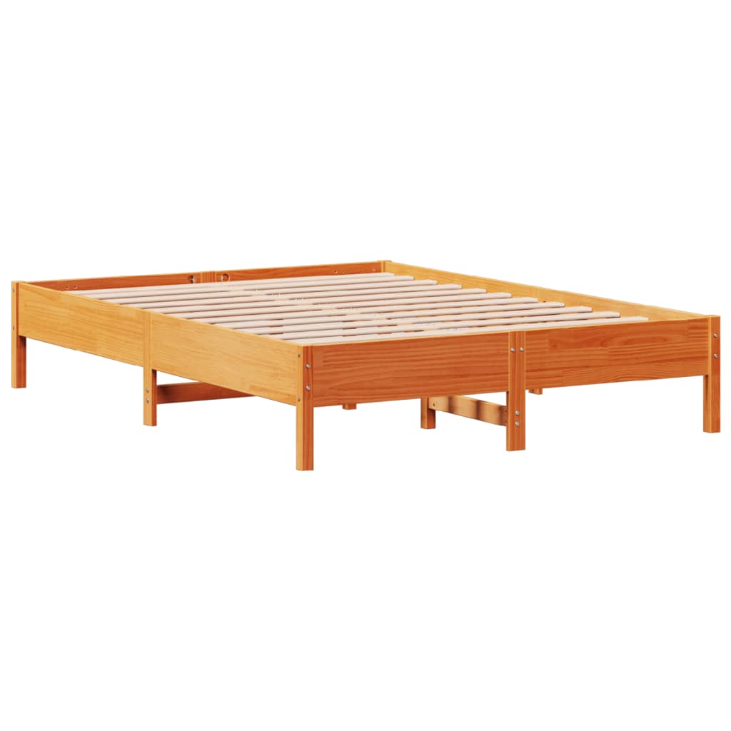 Rustic Wooden Solid Pine Wood Queen Size 1.6m Bed Frame Base With Headboard