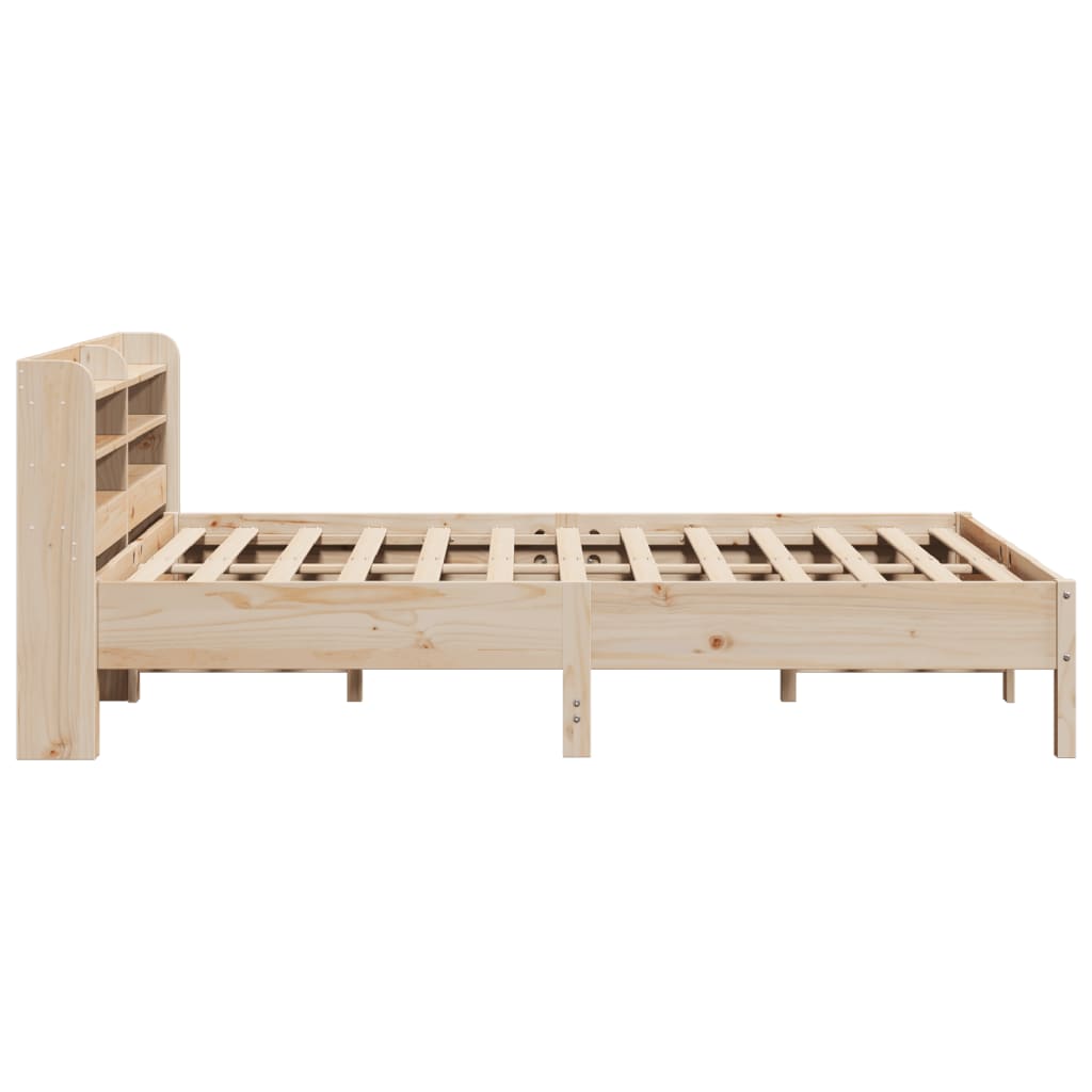 Rustic Wooden Solid Pine Wood King Size 150cm Bed Frame Base With Headboard