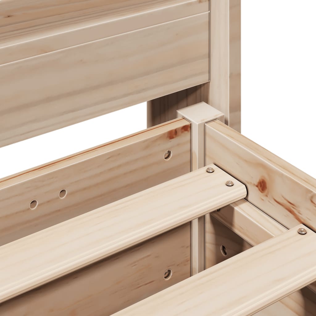 Rustic Wooden Solid Pine Wood King Size 150cm Bed Frame Base With Headboard