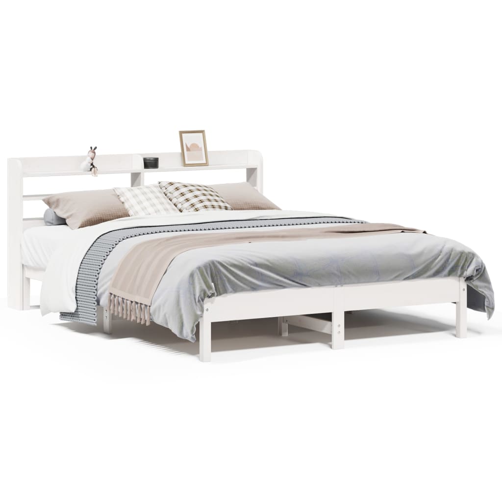 Rustic Wooden Solid Pine Wood King Size 150cm Bed Frame Base With Headboard