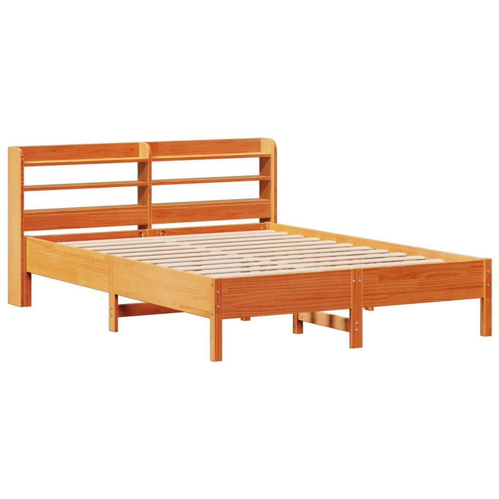 Rustic Wooden Solid Pine Wood King Size 150cm Bed Frame Base With Headboard