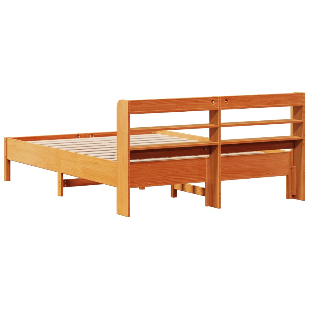 Rustic Wooden Solid Pine Wood King Size 150cm Bed Frame Base With Headboard