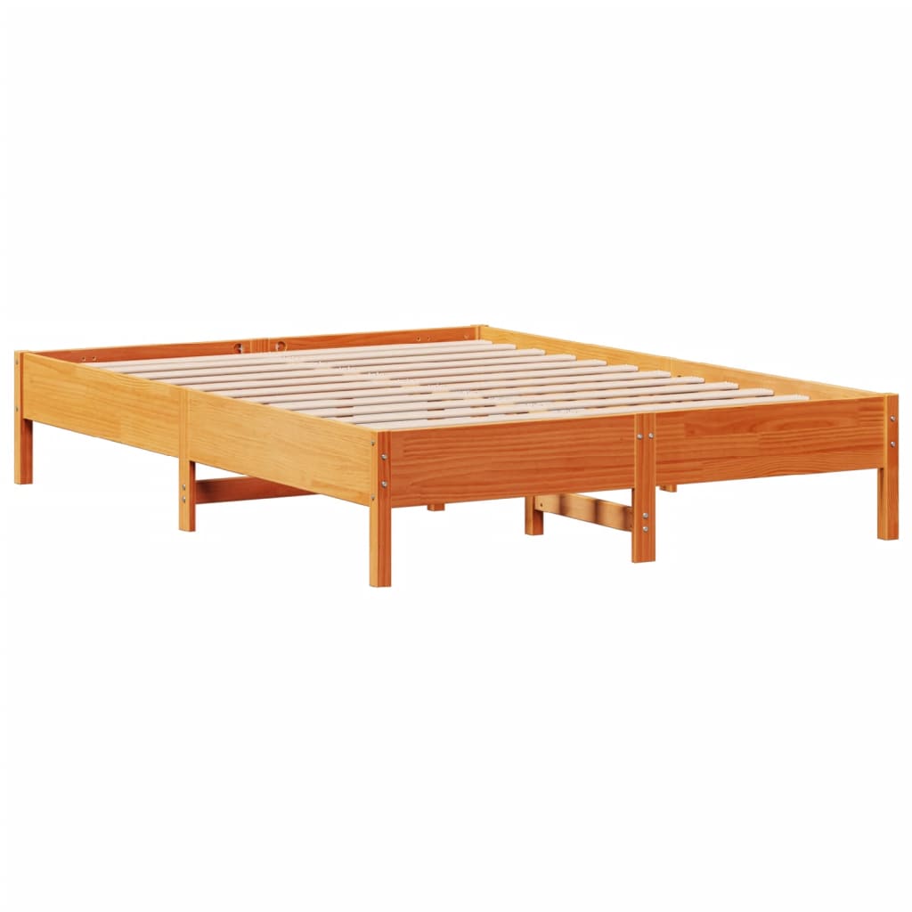Rustic Wooden Solid Pine Wood King Size 150cm Bed Frame Base With Headboard