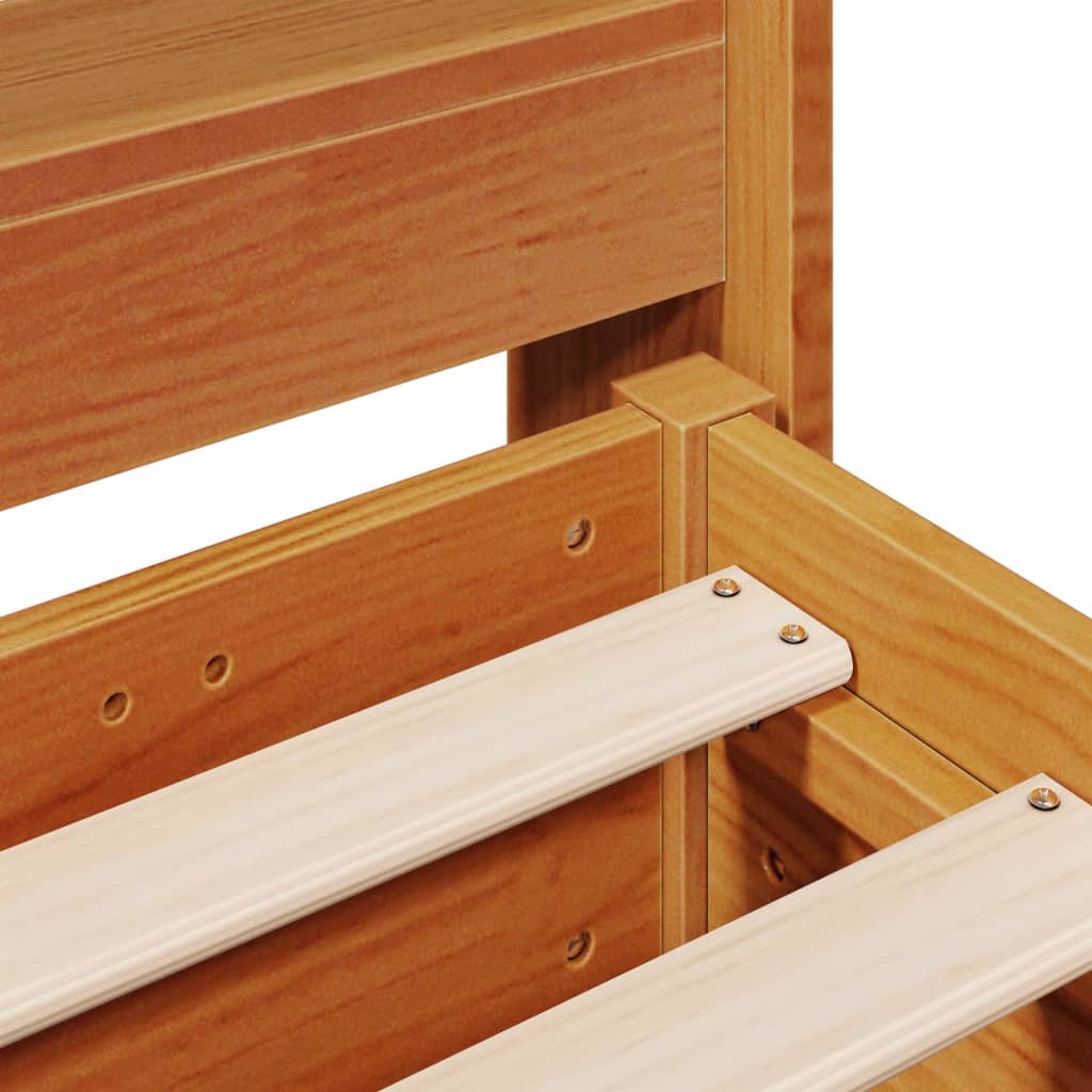 Rustic Wooden Solid Pine Wood King Size 150cm Bed Frame Base With Headboard