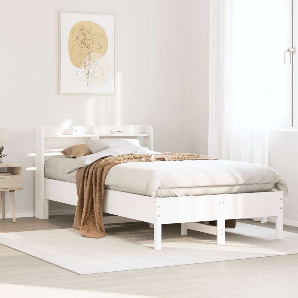 Bed Frame without Mattress White 120x200 cm Solid Wood Pine