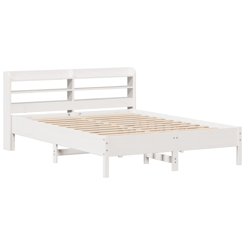 Rustic Wooden Solid Pine Wood Double Size 135cm Bed Frame Base With Headboard