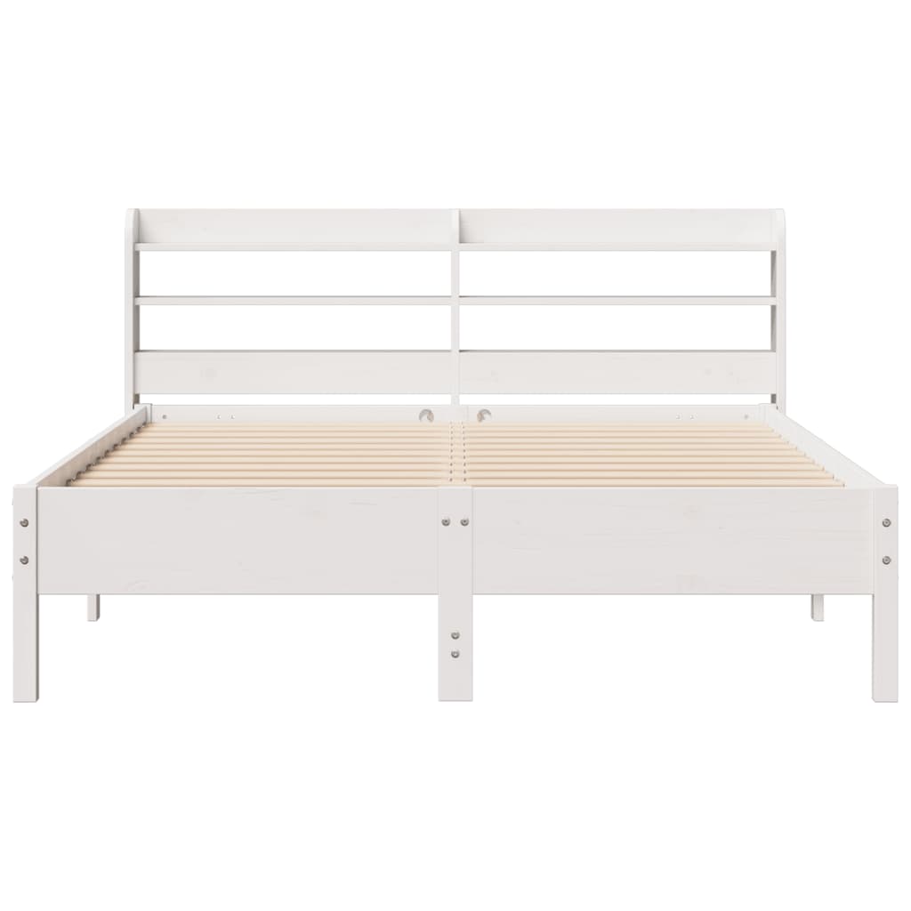 Rustic Wooden Solid Pine Wood Double Size 135cm Bed Frame Base With Headboard