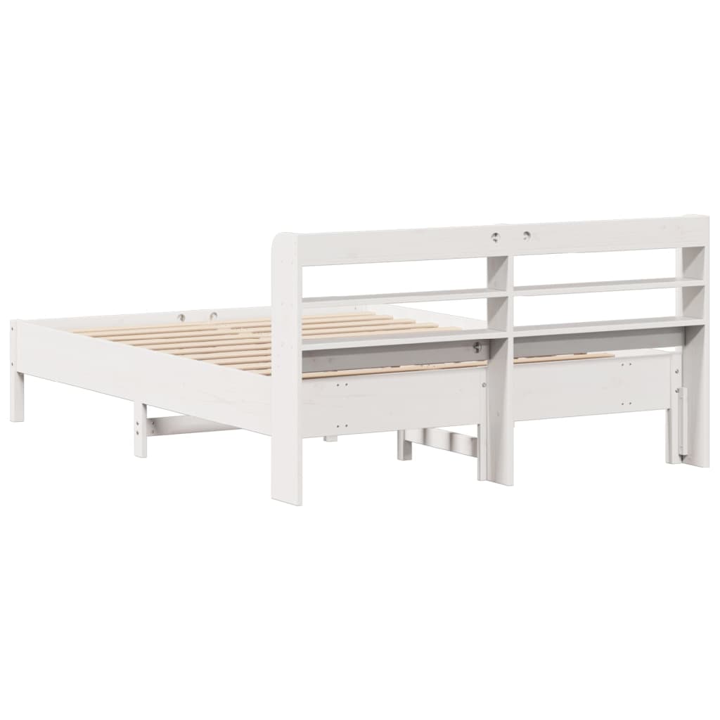 Rustic Wooden Solid Pine Wood Double Size 135cm Bed Frame Base With Headboard
