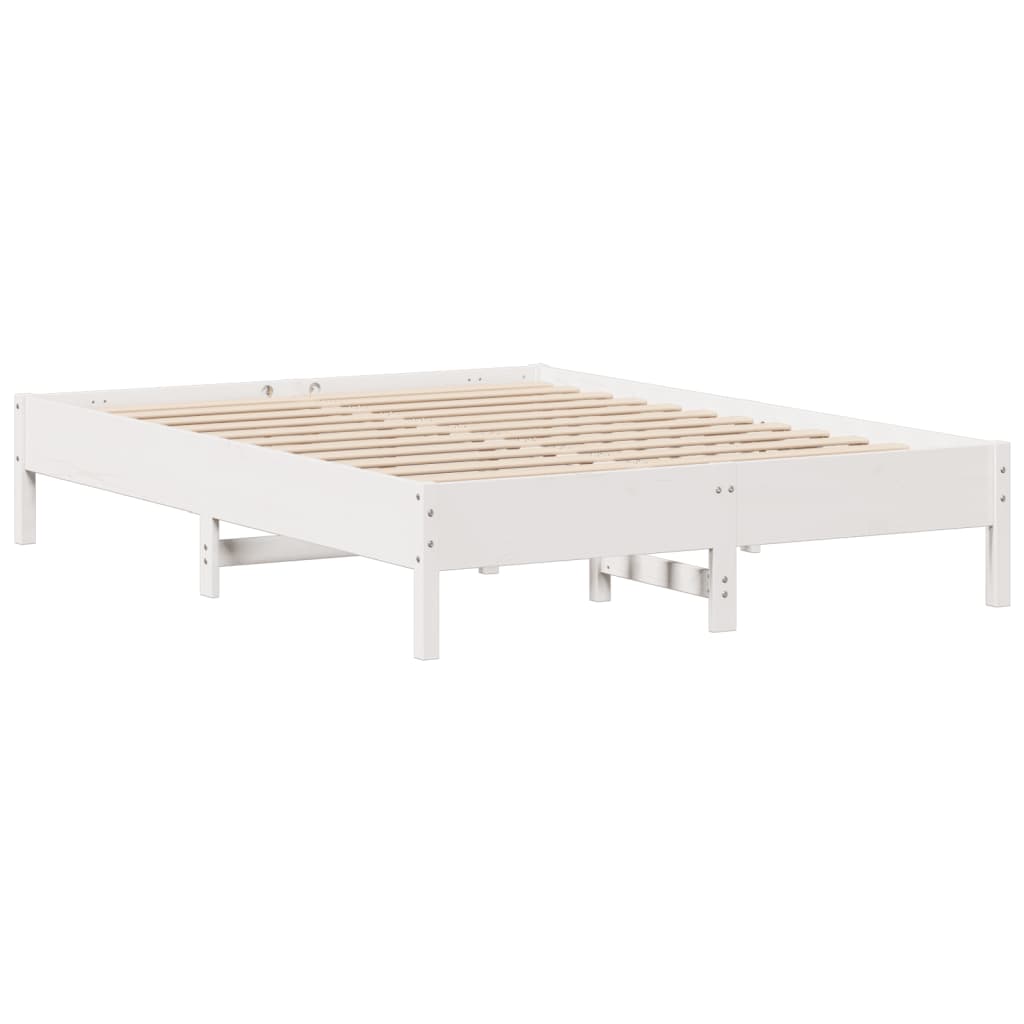 Rustic Wooden Solid Pine Wood Double Size 135cm Bed Frame Base With Headboard