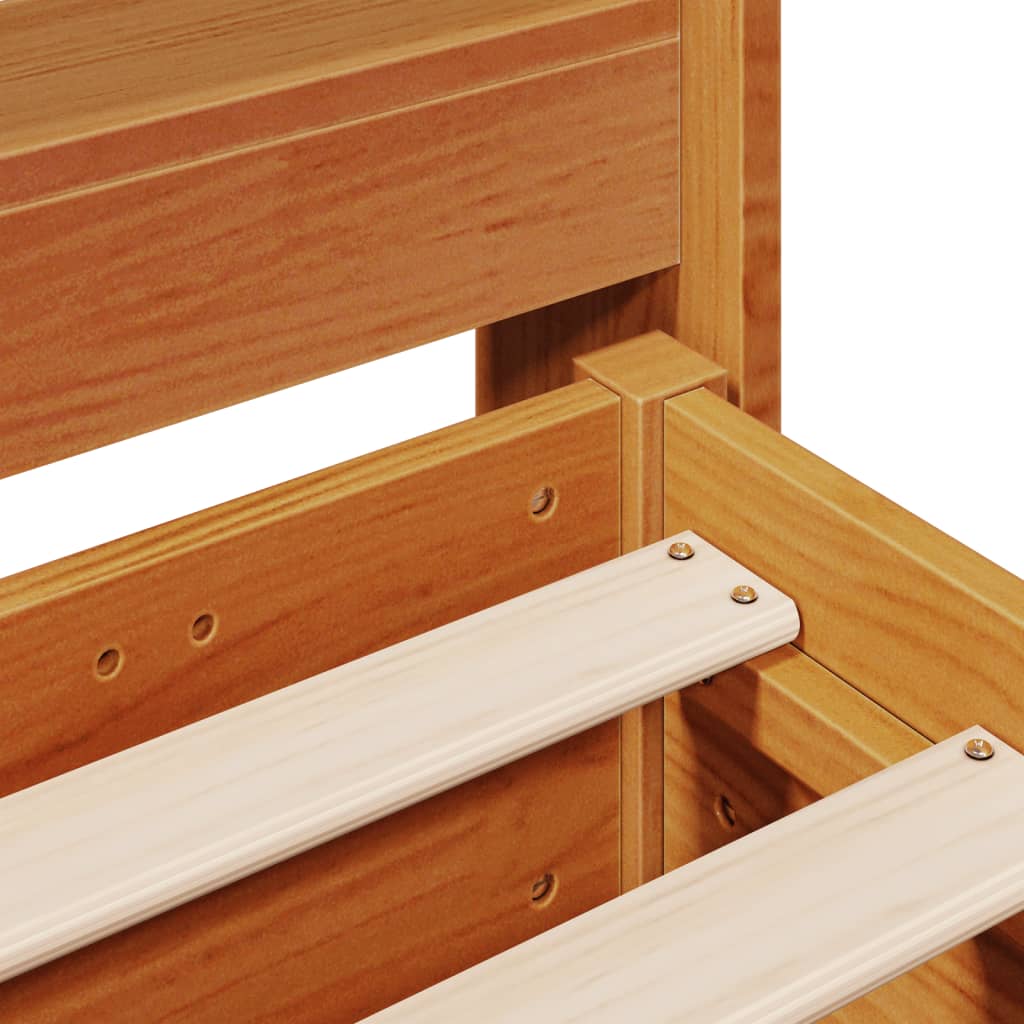 Rustic Wooden Solid Pine Wood Double Size 135cm Bed Frame Base With Headboard