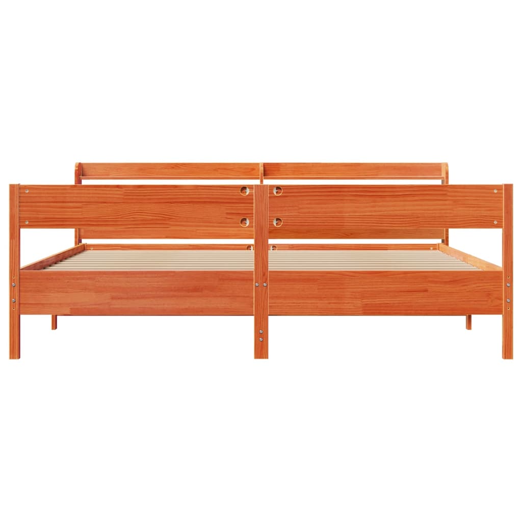Bed Frame without Mattress Wax Brown 200x200 cm Solid Wood Pine
