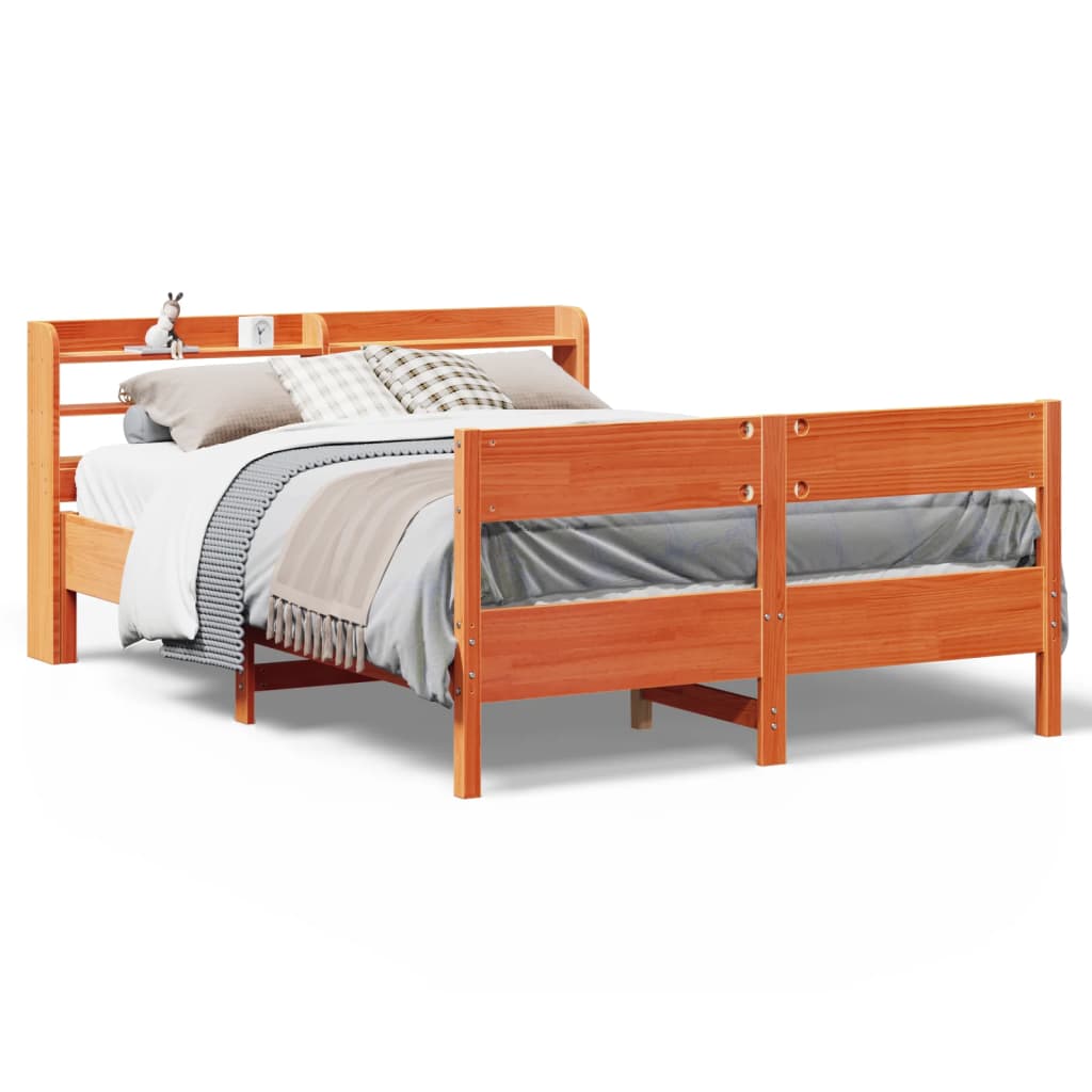 Bed Frame without Mattress Wax Brown 140x200 cm Solid Wood Pine