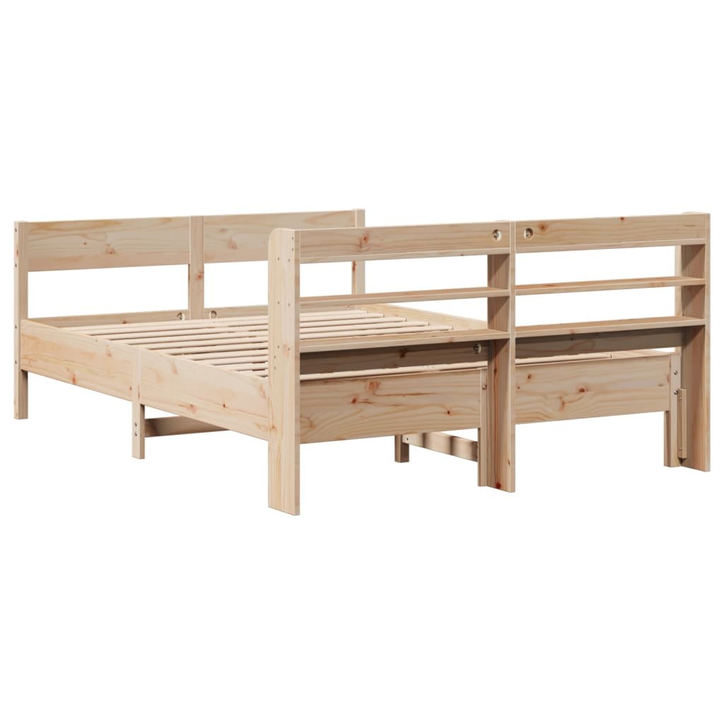 Bed Frame without Mattress 140x190 cm Solid Wood Pine