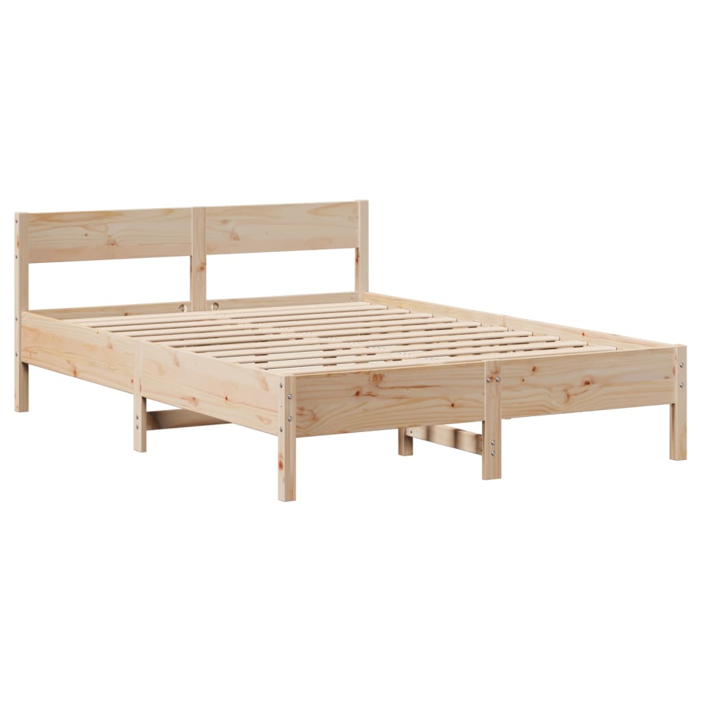 Bed Frame without Mattress 140x190 cm Solid Wood Pine