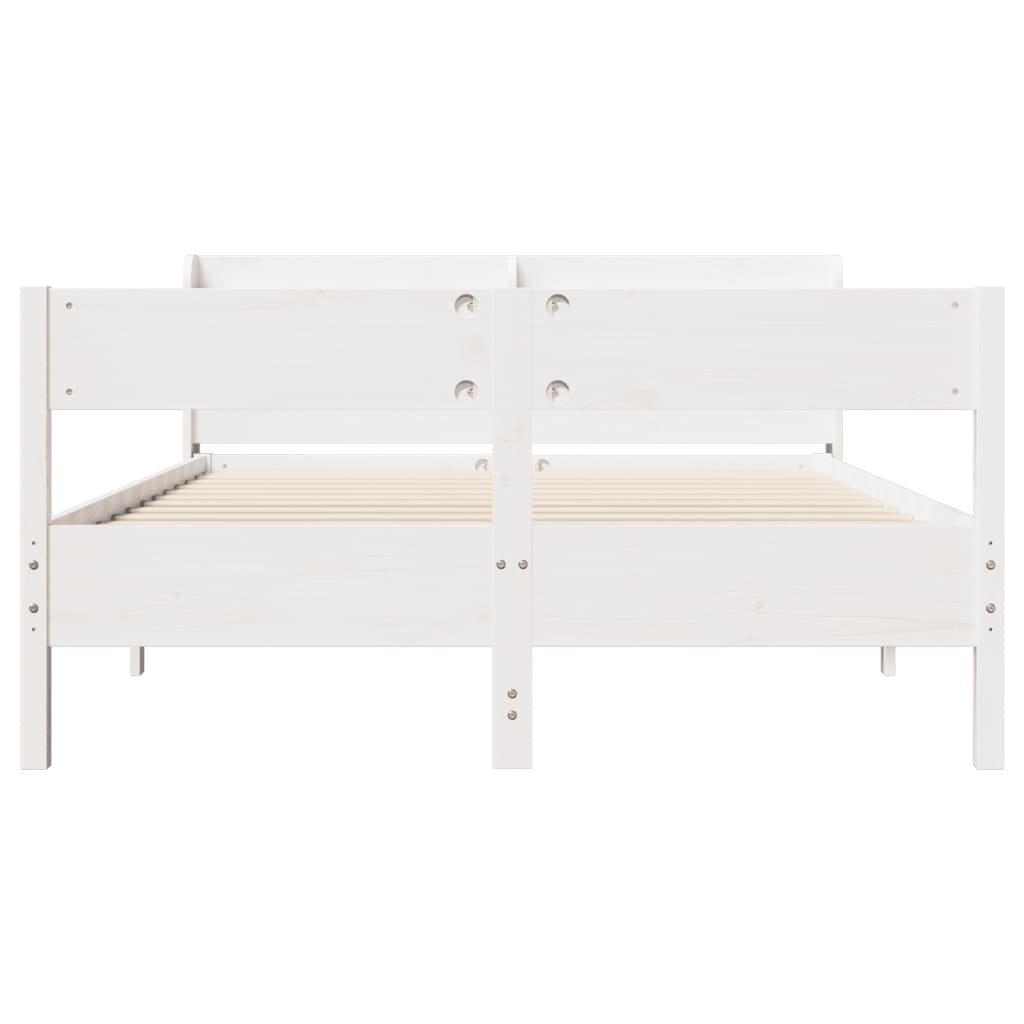Bed Frame without Mattress White 140x190 cm Solid Wood Pine
