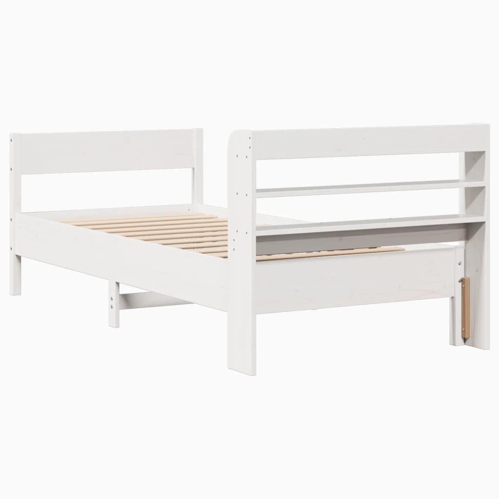 Bed Frame without Mattress White 75x190 cm Small Single Solid Wood Pine
