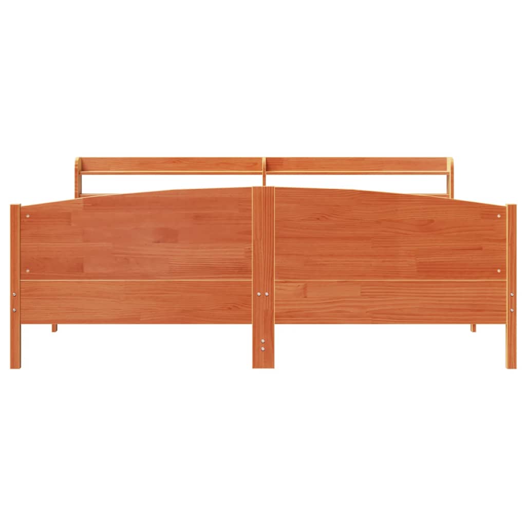 Bed Frame without Mattress Wax Brown 200x200 cm Solid Wood Pine
