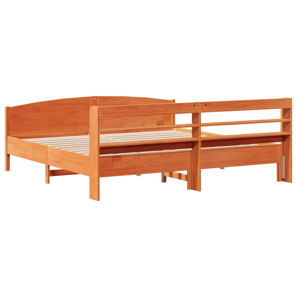 Bed Frame without Mattress Wax Brown 200x200 cm Solid Wood Pine