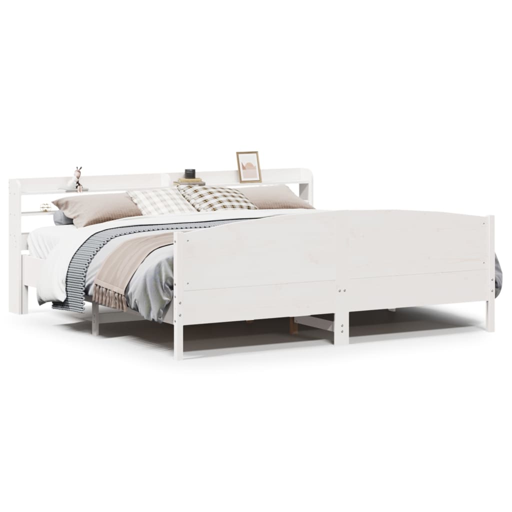 Bed Frame without Mattress White 180x200 cm Super King Solid Wood Pine
