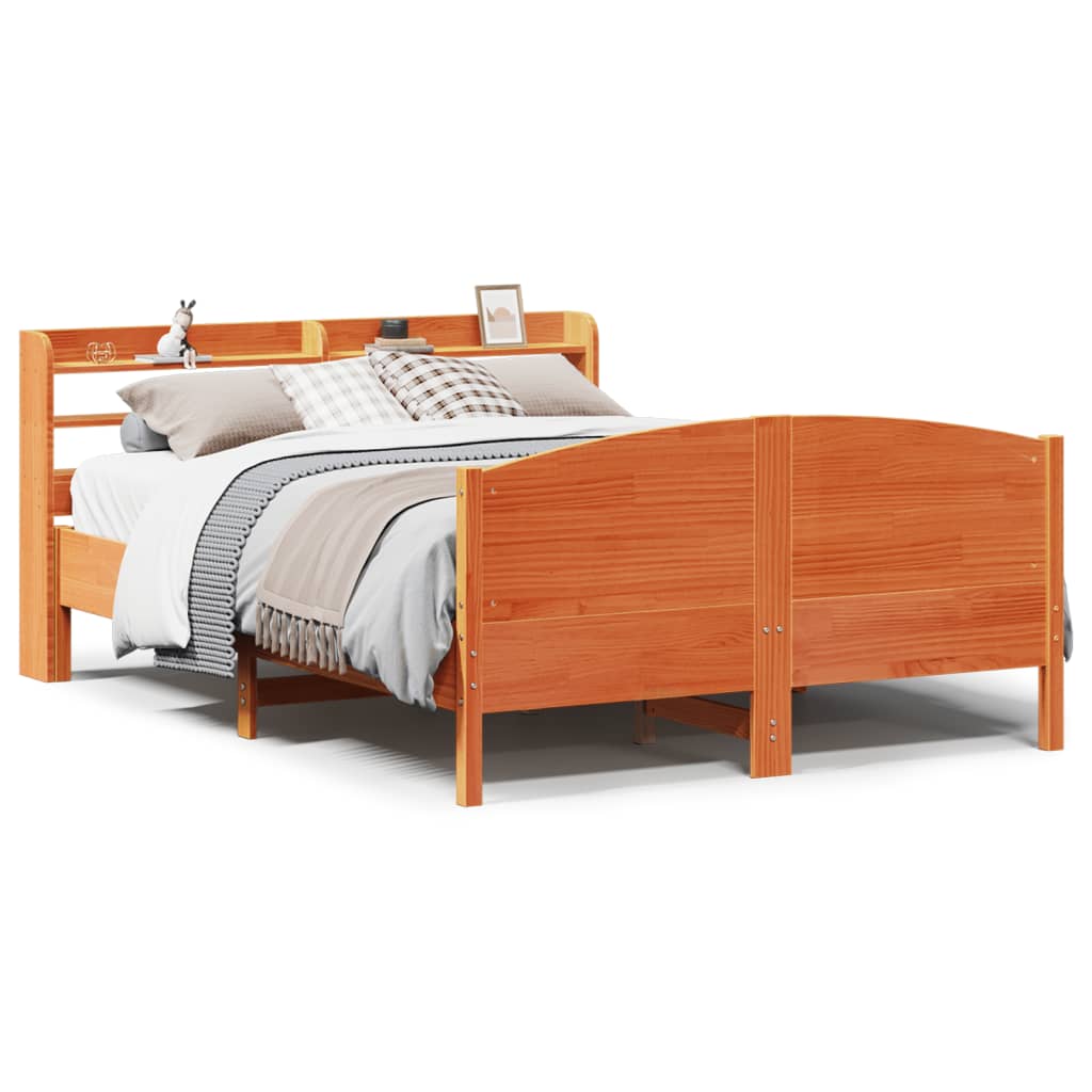 Bed Frame without Mattress Wax Brown 160x200 cm Solid Wood Pine