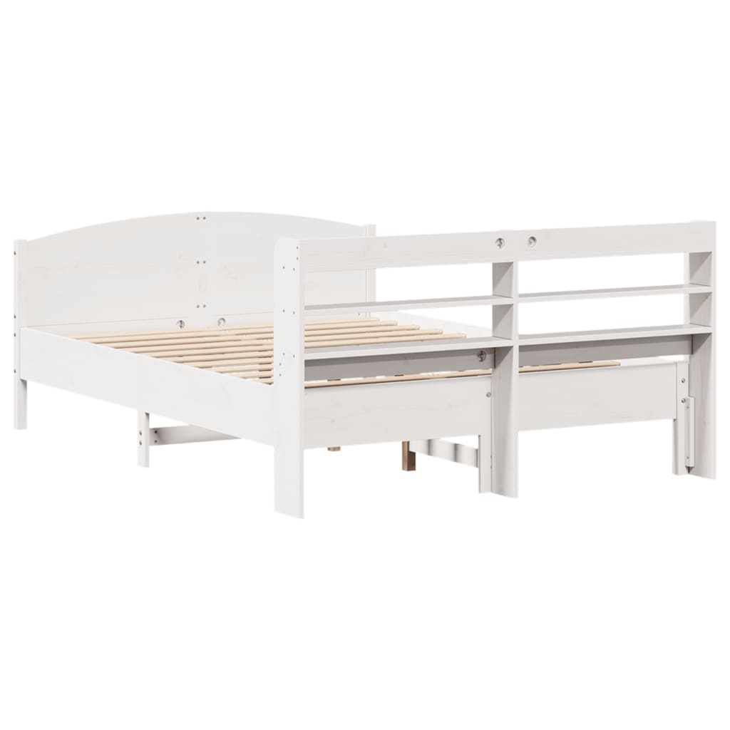 Bed Frame without Mattress White 140x200 cm Solid Wood Pine