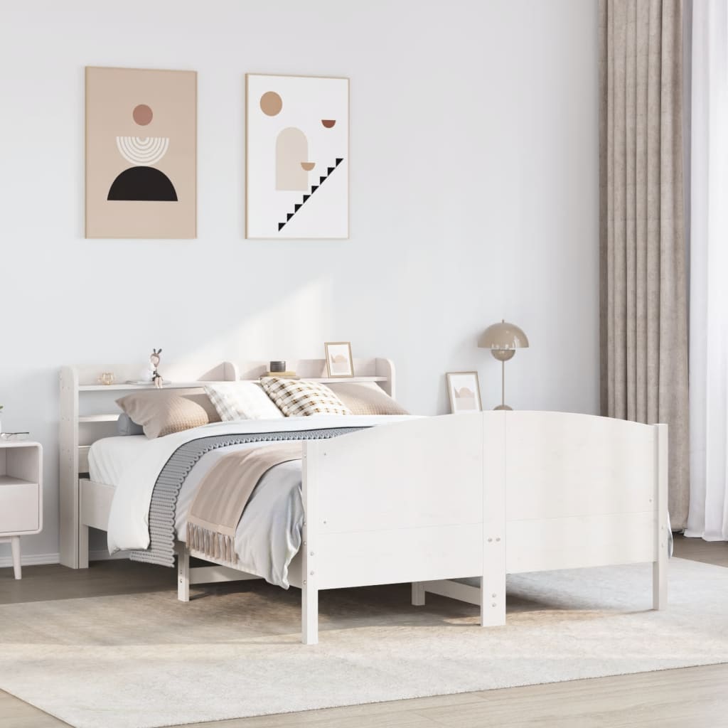 Bed Frame without Mattress White 140x200 cm Solid Wood Pine