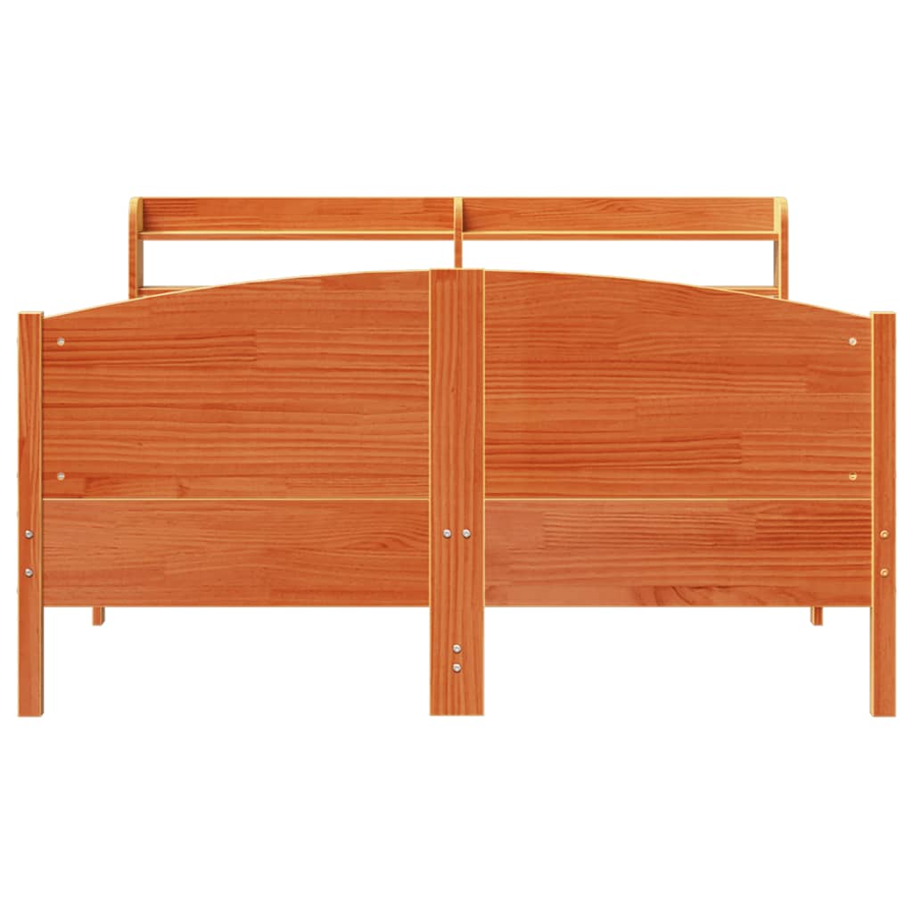Bed Frame without Mattress Wax Brown 120x200 cm Solid Wood Pine