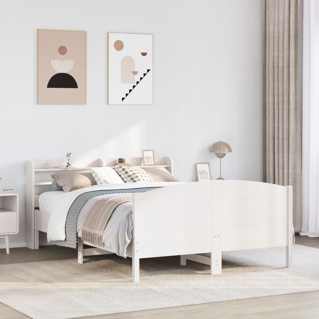 Bed Frame without Mattress White 140x190 cm Solid Wood Pine