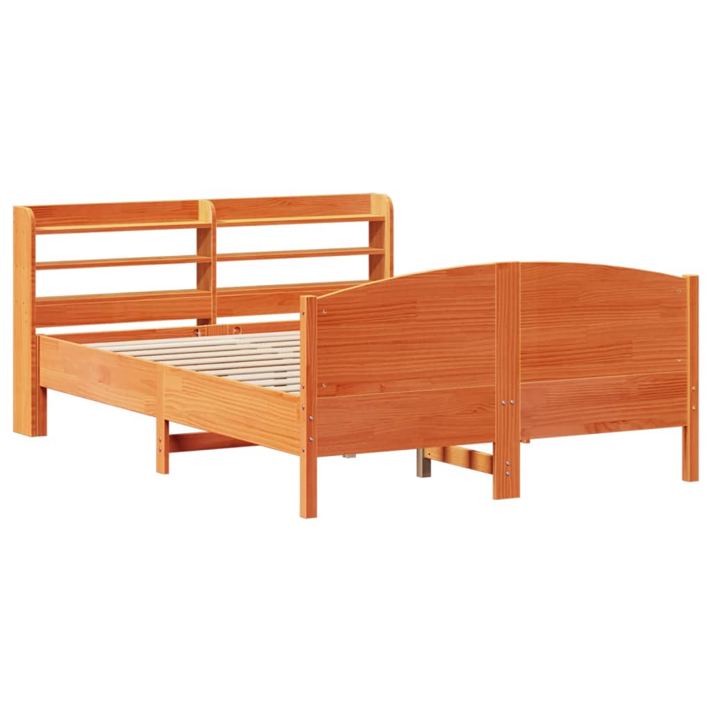 Bed Frame without Mattress Wax Brown 140x190 cm Solid Wood Pine
