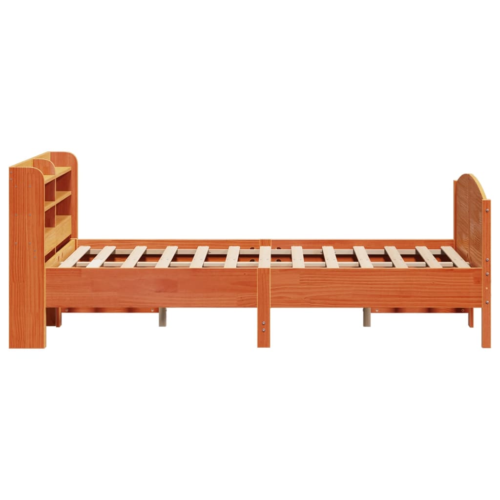 Bed Frame without Mattress Wax Brown 140x190 cm Solid Wood Pine