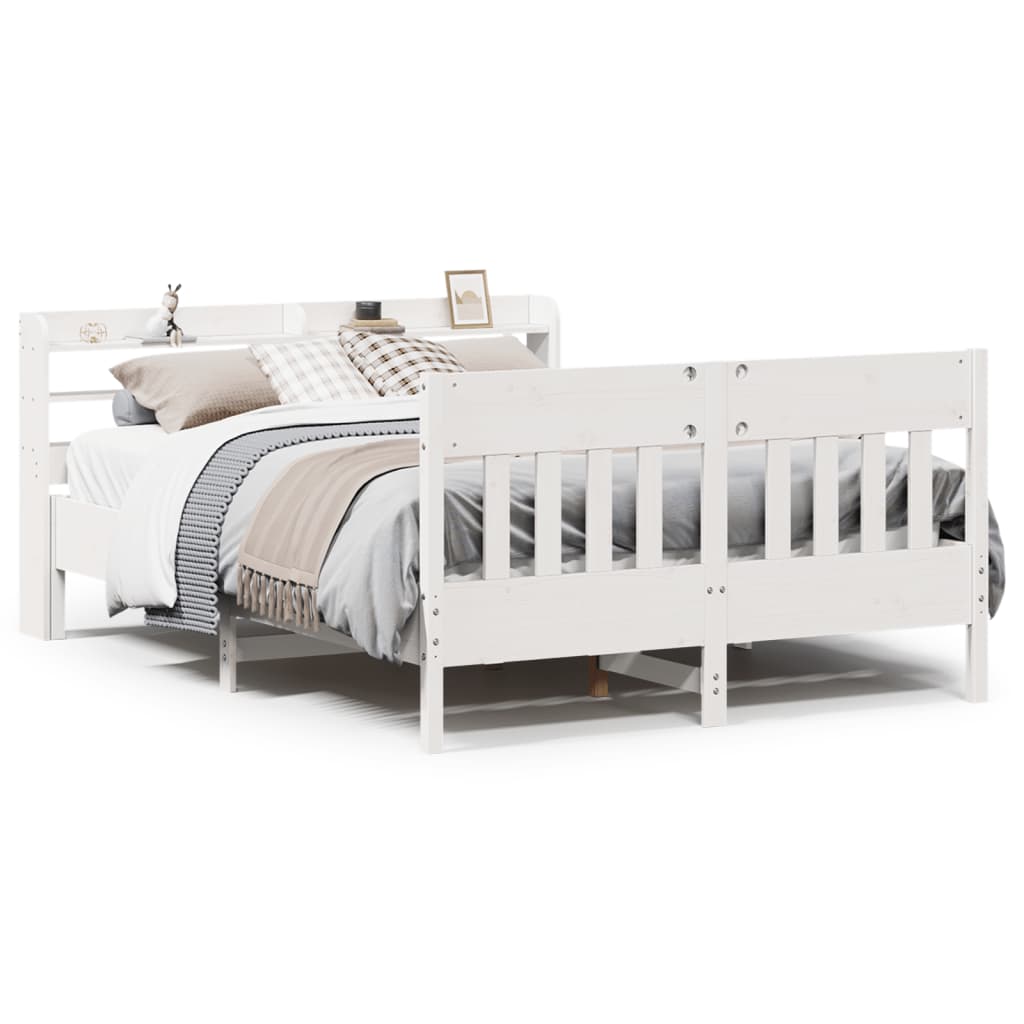 Bed Frame without Mattress White 160x200 cm Solid Wood Pine
