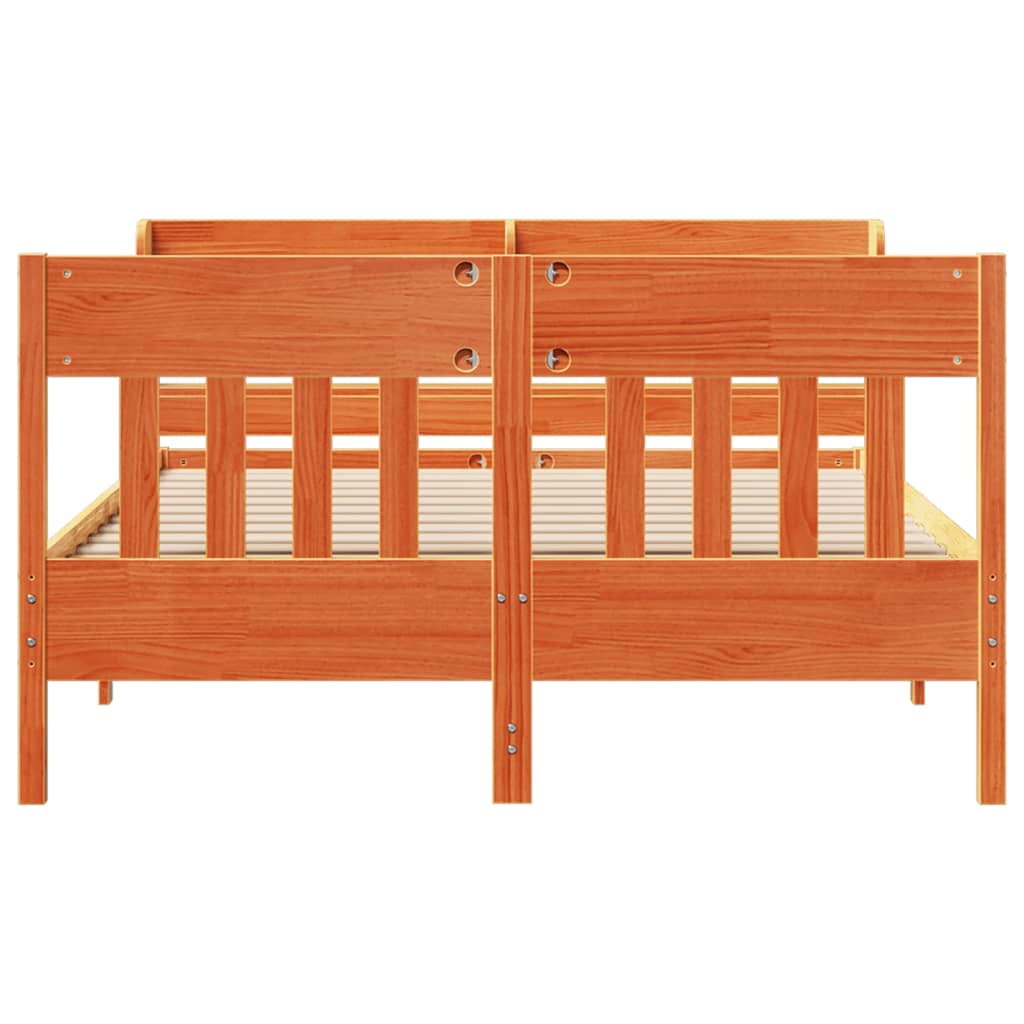 Bed Frame without Mattress Wax Brown 160x200 cm Solid Wood Pine