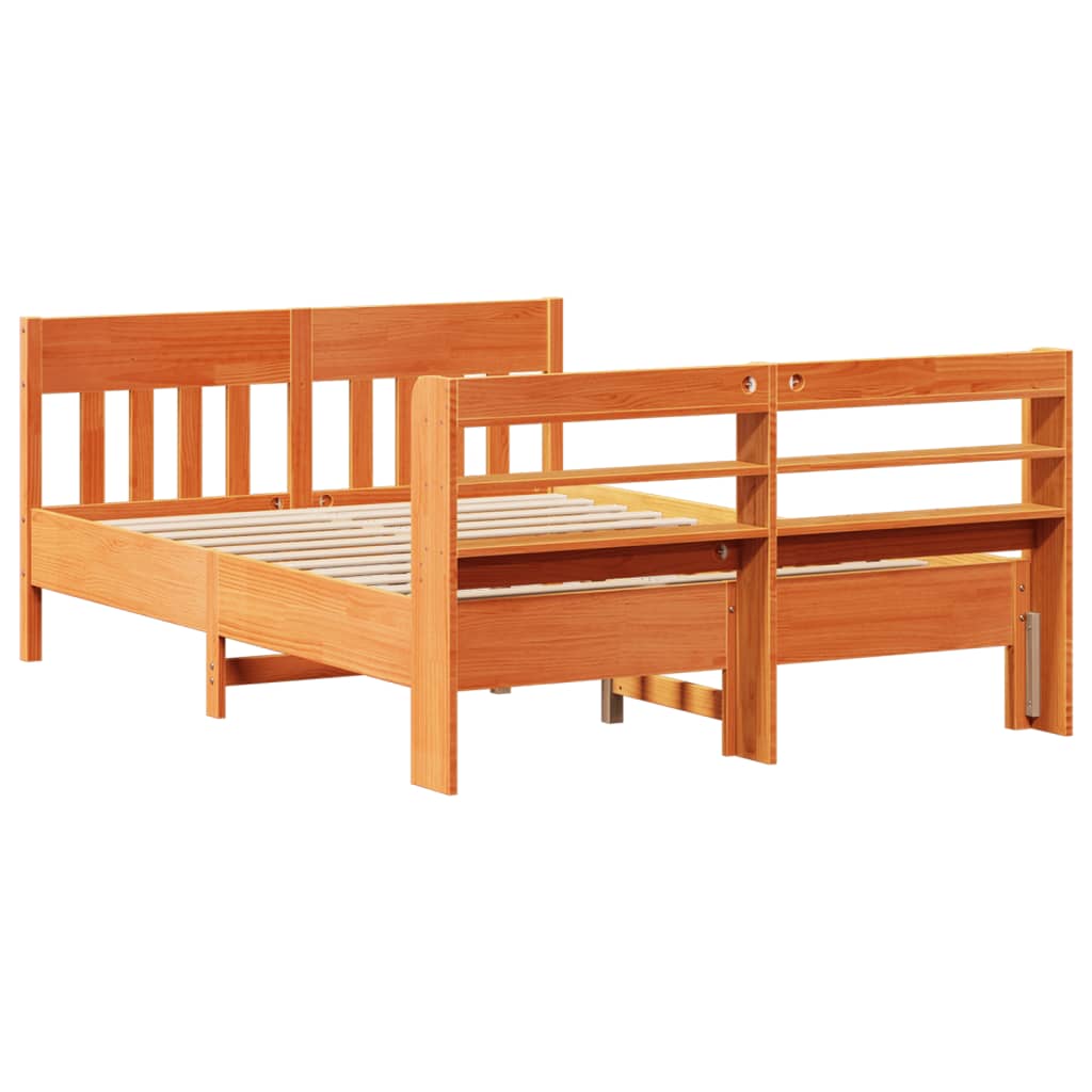 Bed Frame without Mattress Wax Brown 140x200 cm Solid Wood Pine