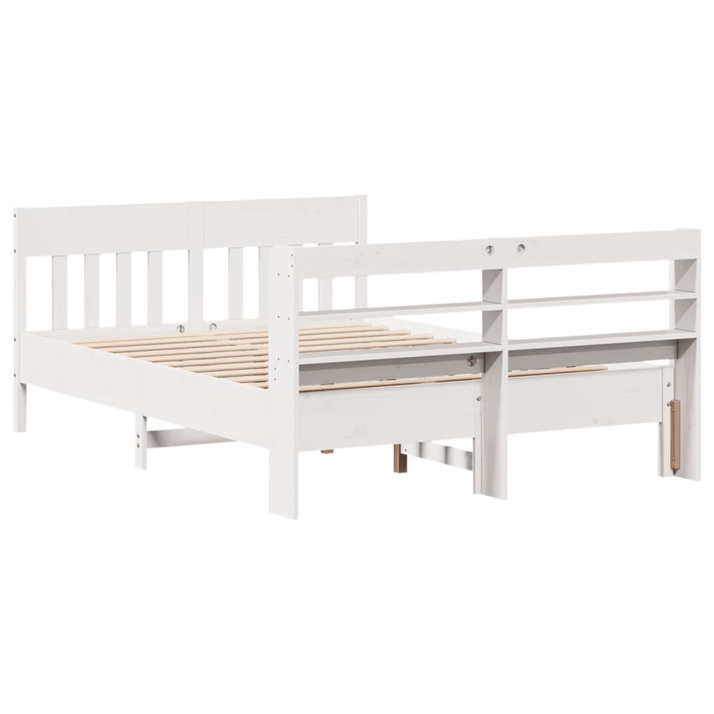 Bed Frame without Mattress White 120x200 cm Solid Wood Pine