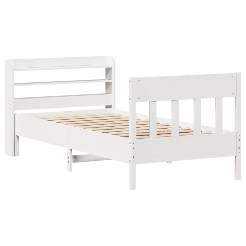 Bed Frame without Mattress White 100x200 cm Solid Wood Pine