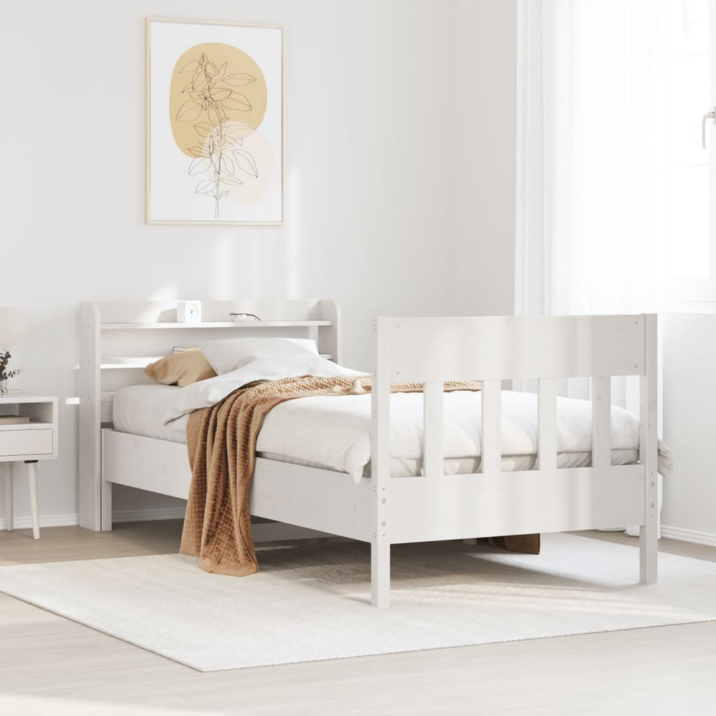 Bed Frame without Mattress White 100x200 cm Solid Wood Pine